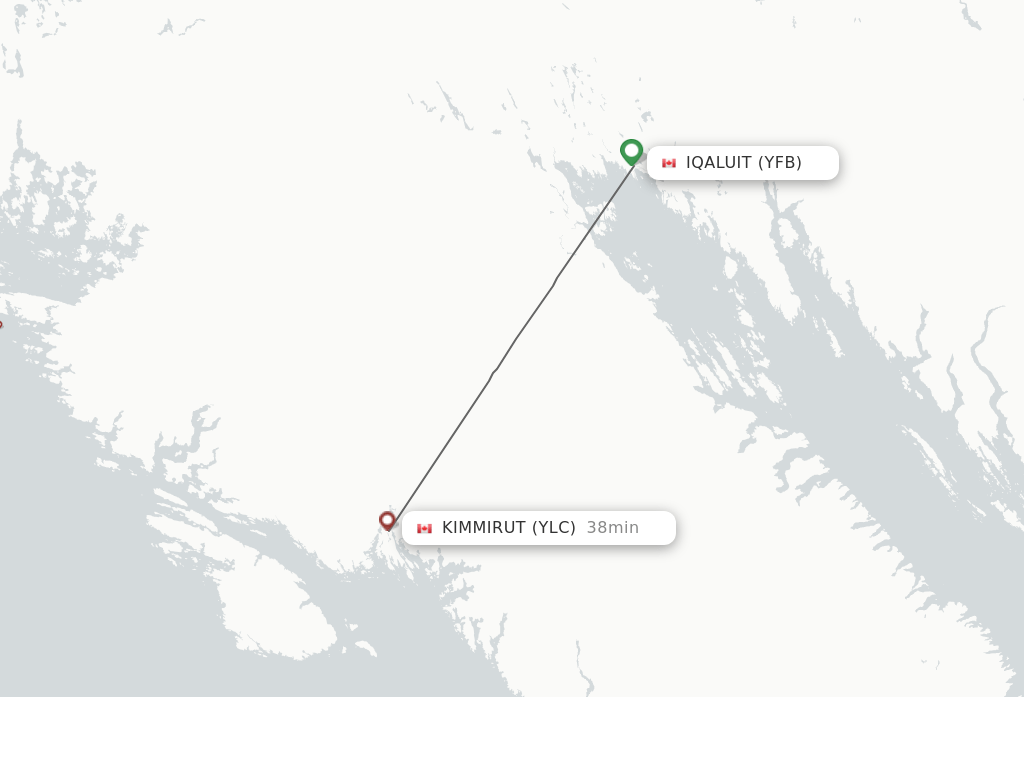 Direct (nonstop) flights from Iqaluit to Kimmirut/Lake Harbour