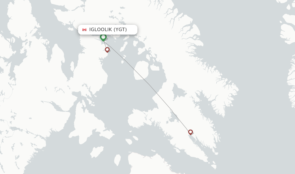 Direct (nonstop) flights from Igloolik Airport (YGT)