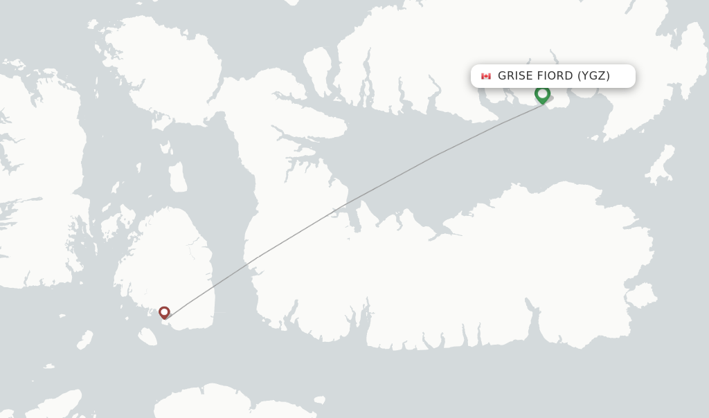 Direct (nonstop) flights from Grise Fiord Airport (YGZ)