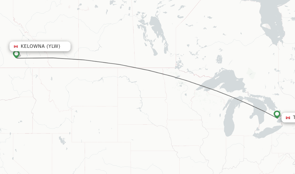 Direct (nonstop) flights from Kelowna to Toronto schedules