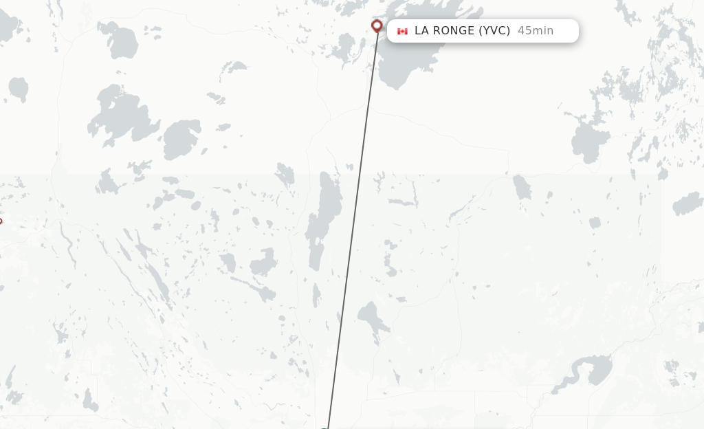 Direct (nonstop) flights from Prince Albert to La Ronge schedules