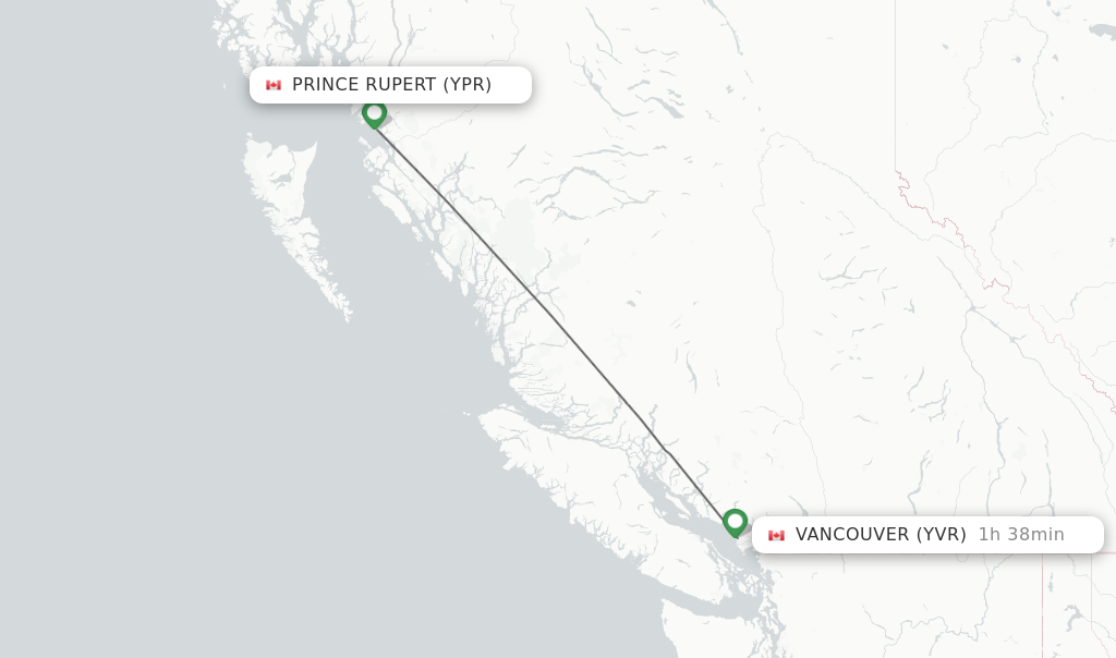 Direct (nonstop) flights from Prince Rupert to Vancouver schedules