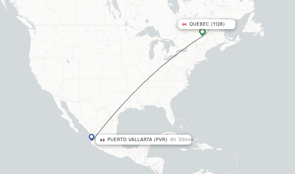Direct (nonstop) flights from Quebec to Puerto Vallarta schedules