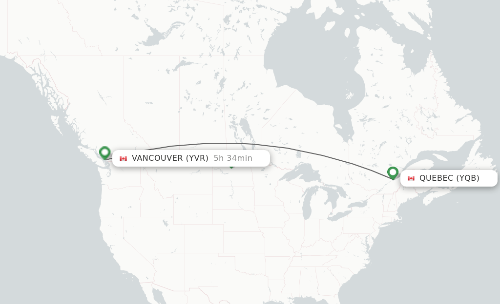 Direct (nonstop) flights from Quebec to Vancouver schedules