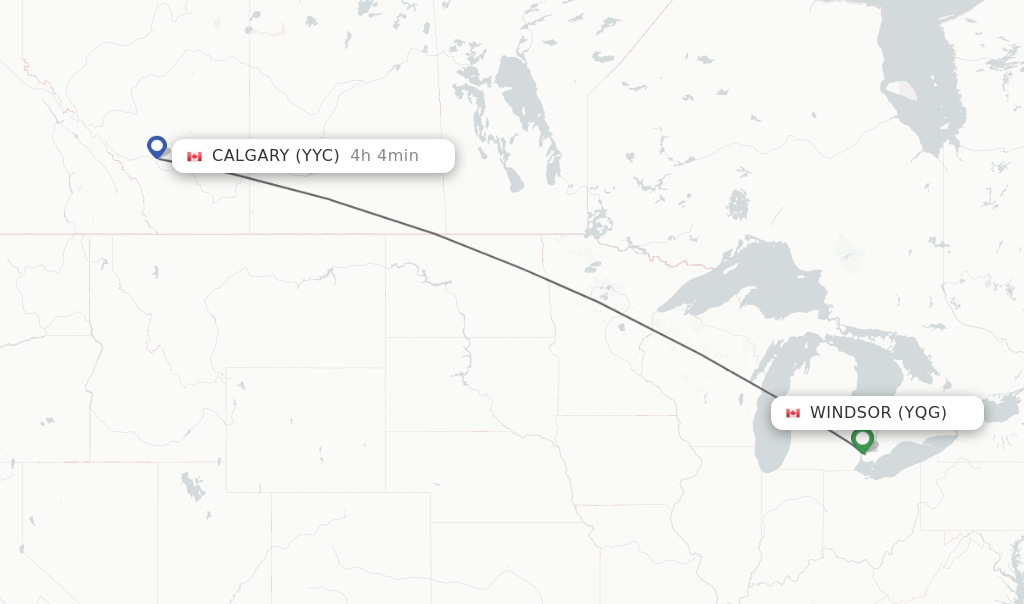 Direct (nonstop) flights from Windsor to Calgary schedules