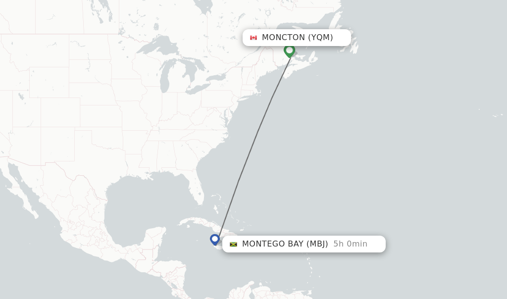 Direct (nonstop) flights from Moncton to Montego Bay schedules