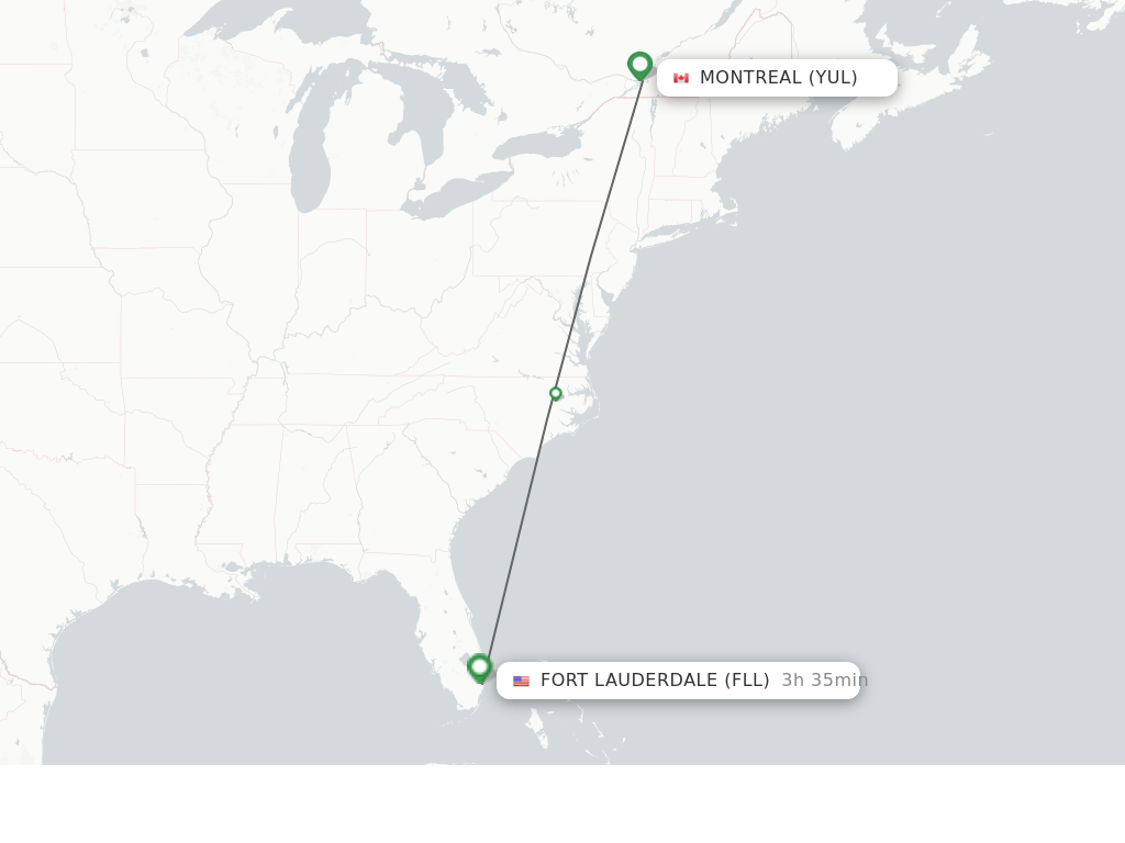 Direct (nonstop) flights from Montreal to Fort Lauderdale schedules