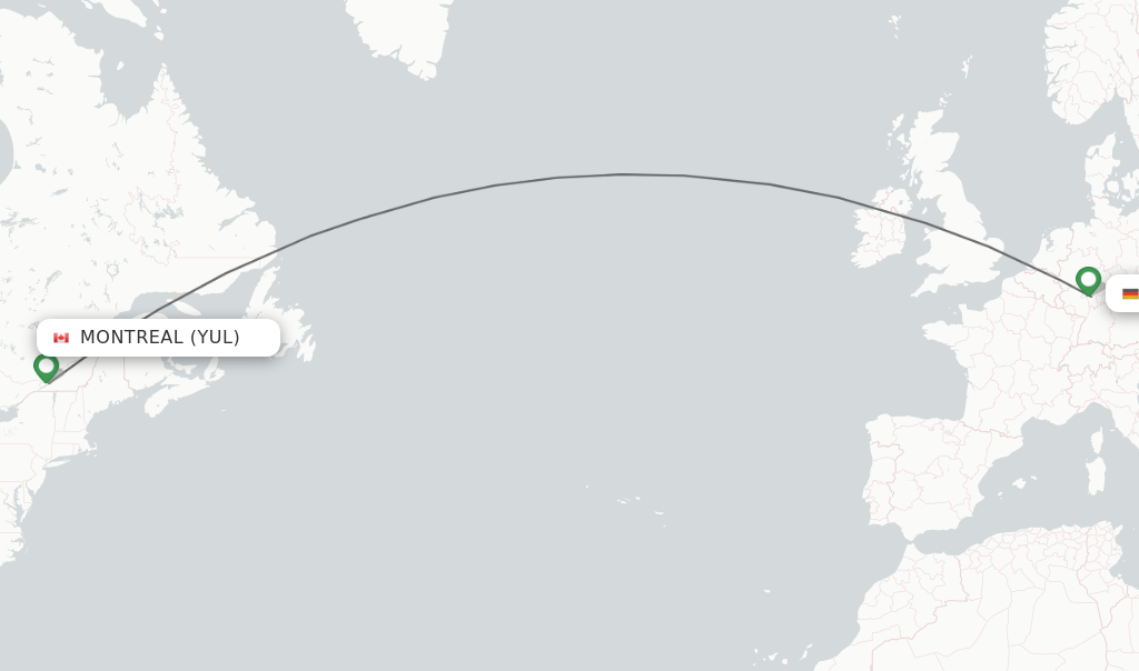 Direct (nonstop) flights from Montreal to Frankfurt schedules