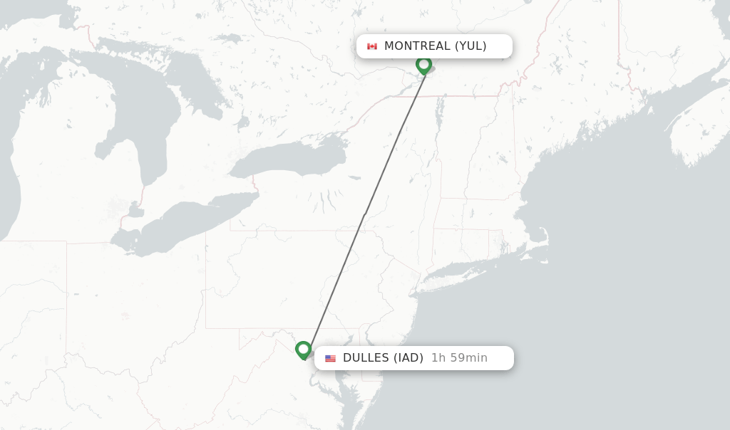 Direct (nonstop) flights from Montreal to Dulles schedules