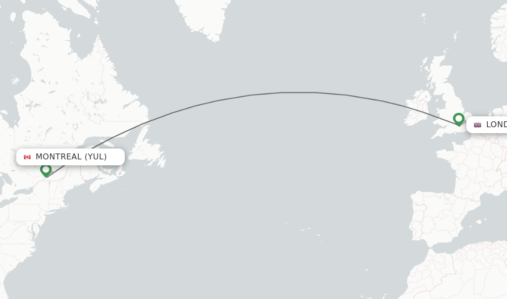 Direct (nonstop) flights from Montreal to London schedules