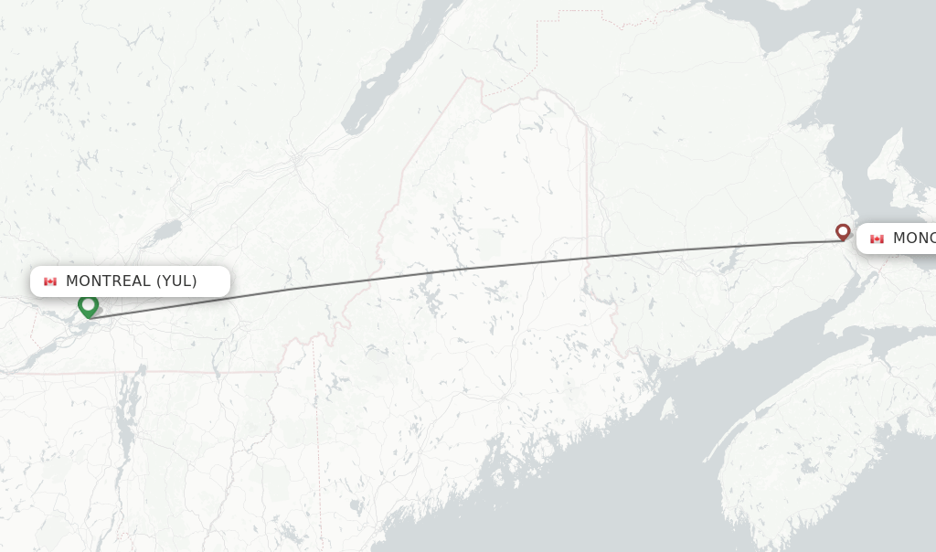 Direct (nonstop) flights from Montreal to Moncton schedules