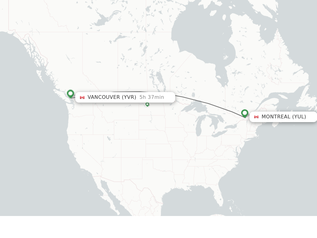 Direct (nonstop) flights from Montreal to Vancouver schedules