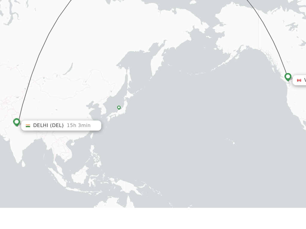 Direct (nonstop) flights from Vancouver to Delhi schedules