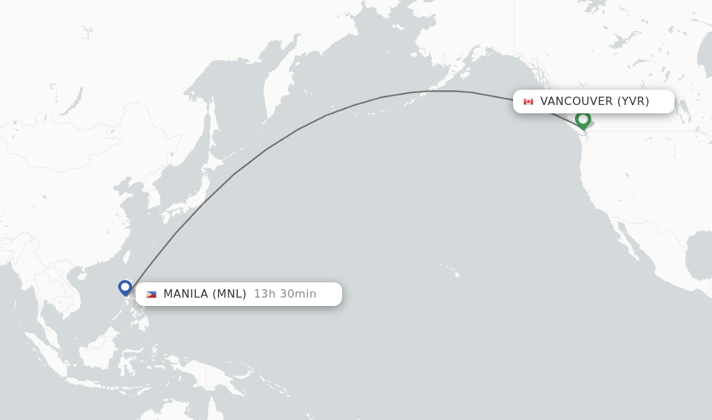 Direct (nonstop) flights from Vancouver to Manila schedules