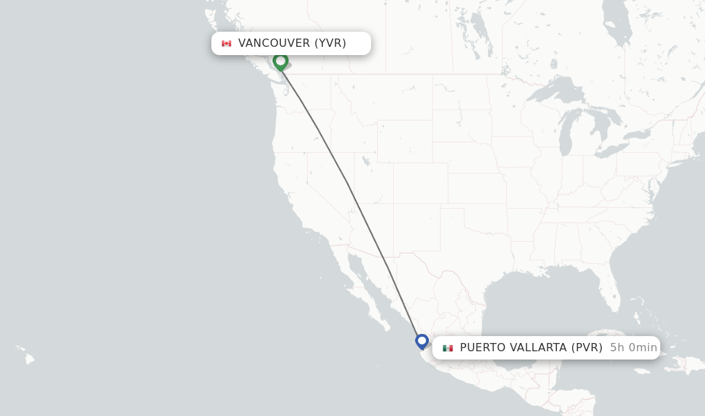 Direct (nonstop) flights from Vancouver to Puerto Vallarta schedules