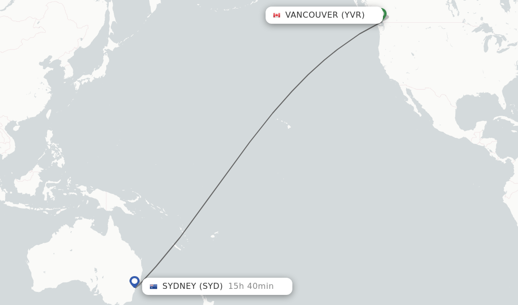 Direct (nonstop) flights from Vancouver to Sydney schedules