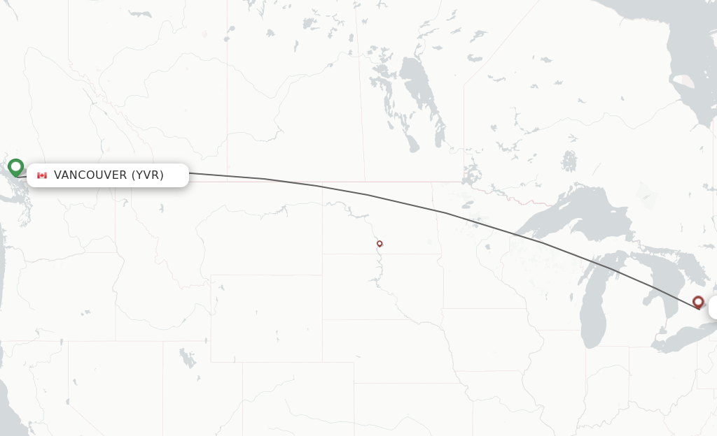 Direct (nonstop) flights from Vancouver to Kitchener schedules