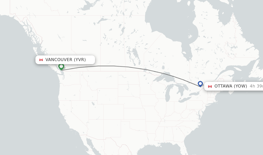 Direct (nonstop) flights from Vancouver to Ottawa schedules