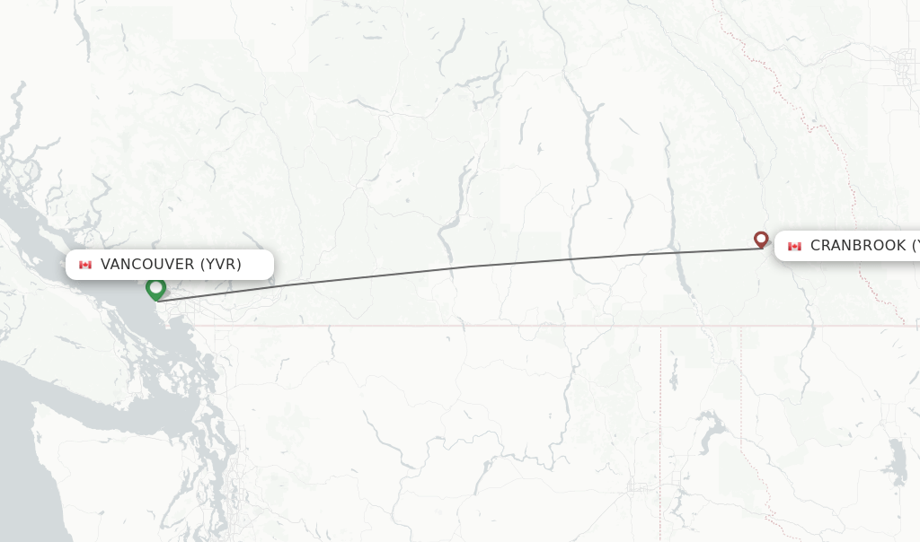 Direct (nonstop) flights from Vancouver to Cranbrook schedules