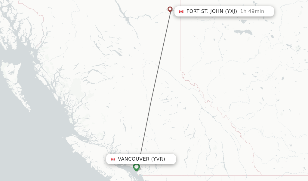 Direct (nonstop) flights from Vancouver to Fort St. John schedules