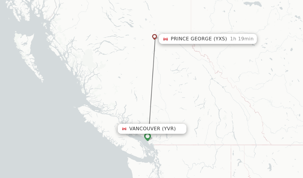 Direct (nonstop) flights from Vancouver to Prince schedules