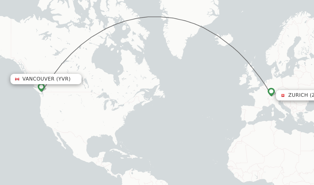 Direct (nonstop) flights from Vancouver to Zurich schedules