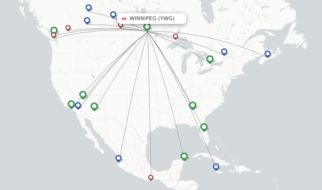 WestJet flights from Winnipeg, YWG