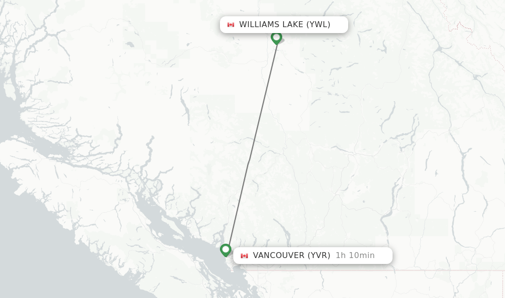 Direct (nonstop) flights from Williams Lake to Vancouver schedules