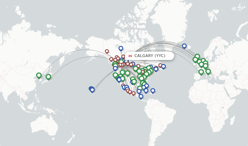 Direct (nonstop) flights from Calgary (YYC)