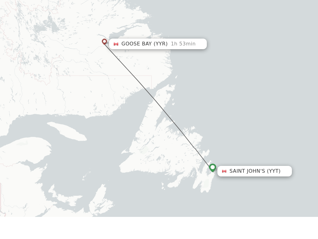 Direct (nonstop) flights from St. John's to Goose Bay schedules