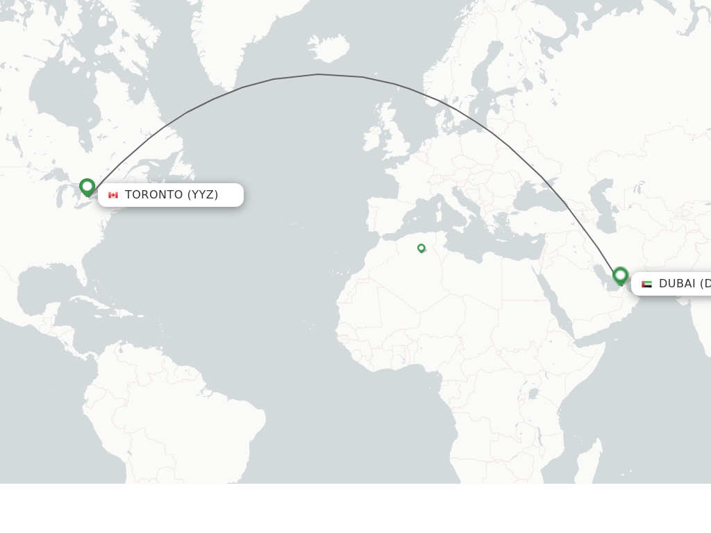 Direct (nonstop) flights from Toronto to Dubai schedules