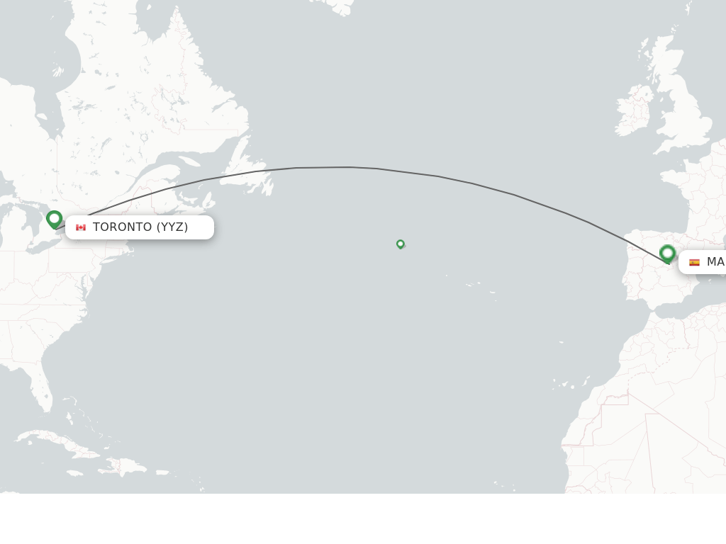 Direct (nonstop) flights from Toronto to Madrid schedules