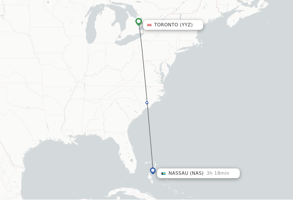 Direct (nonstop) flights from Toronto to Nassau schedules