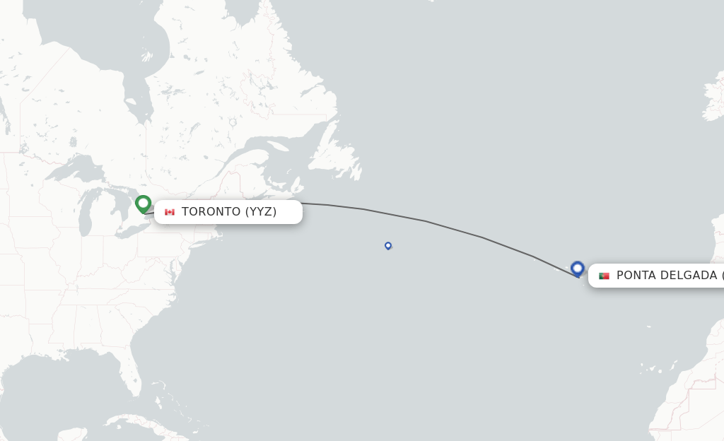 Direct (nonstop) flights from Toronto to Ponta Delgada (Azores