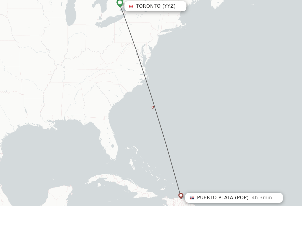 Direct (nonstop) flights from Toronto to Puerto Plata schedules