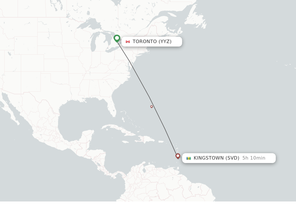 Direct (nonstop) flights from Toronto to Saint Vincent schedules
