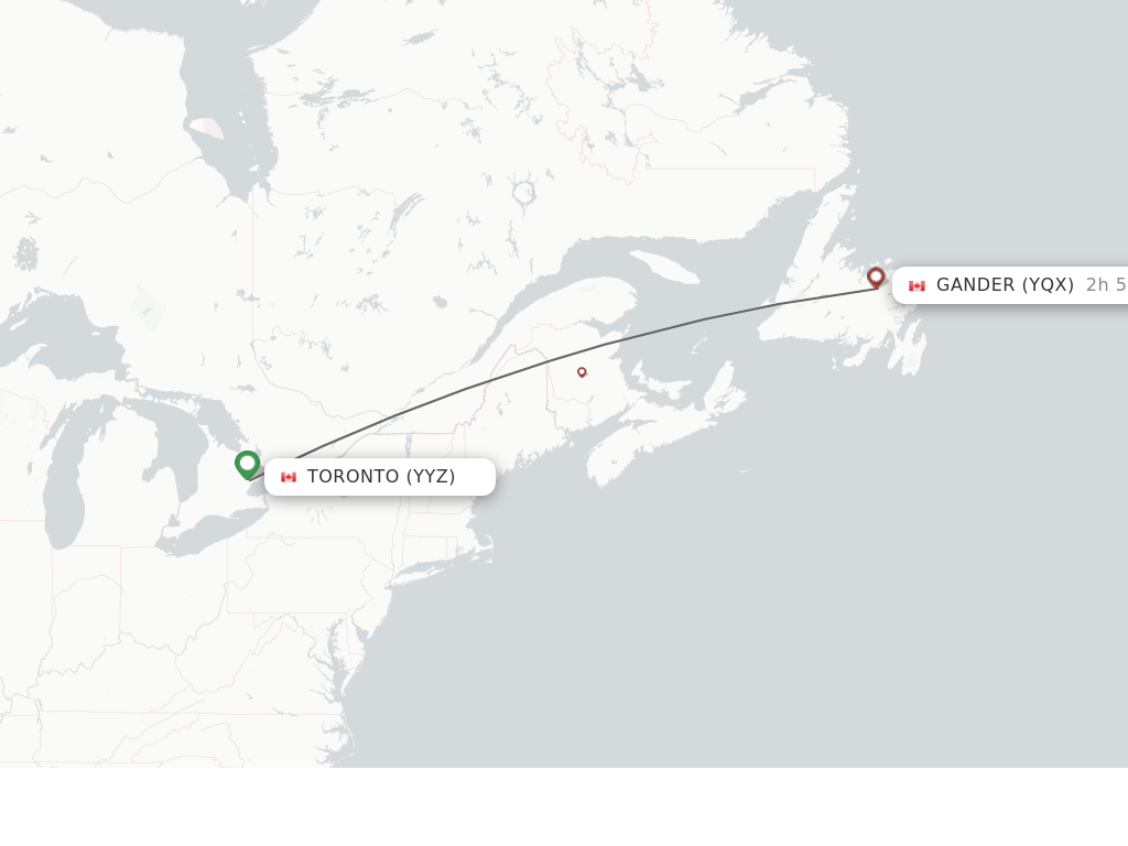 Direct (nonstop) flights from Toronto to Gander schedules