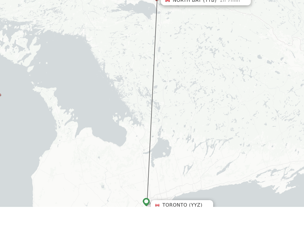 Direct (nonstop) flights from Toronto to North Bay schedules