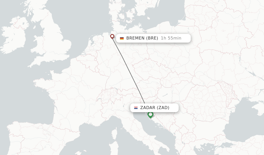Direct (nonstop) flights from Zadar to Bremen schedules
