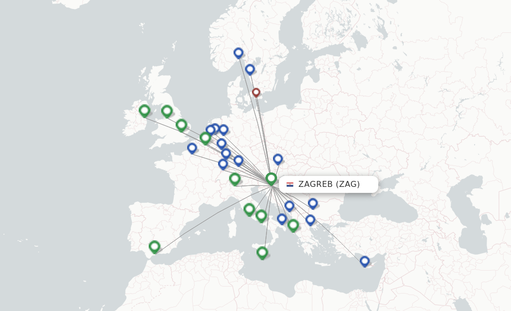 Ryanair flights from Zagreb, ZAG