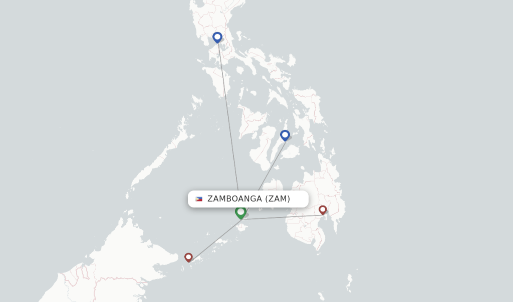 Direct (nonstop) flights from Zamboanga to Davao schedules
