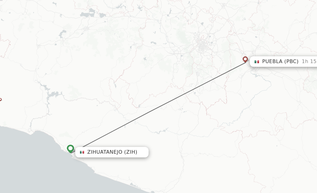Direct (nonstop) flights from Ixtapa/Zihuatanejo to Puebla schedules