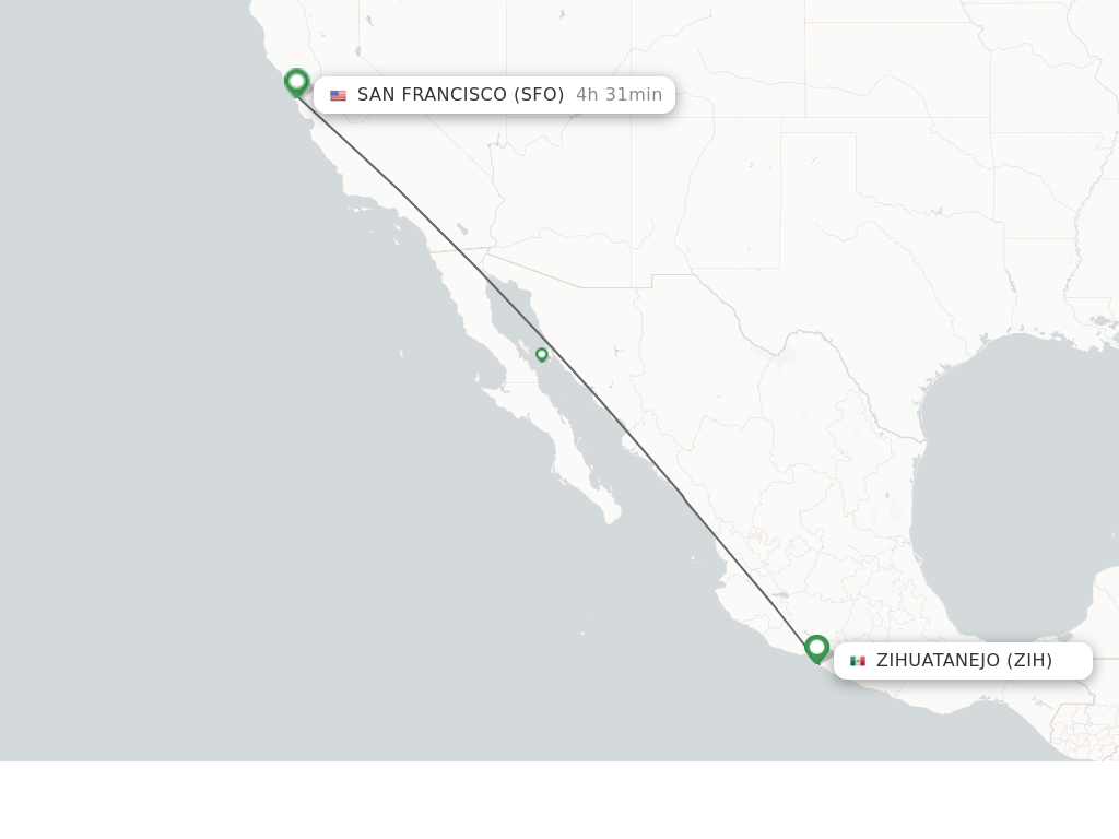 Direct (nonstop) flights from Ixtapa/Zihuatanejo to San Francisco