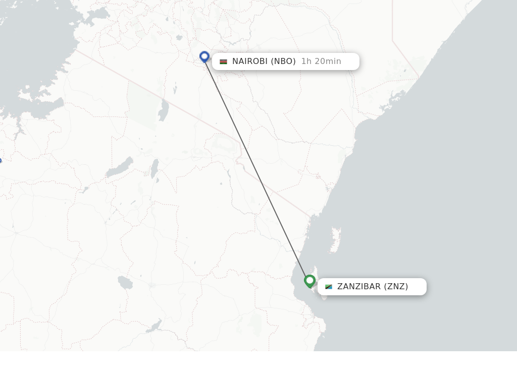 Direct (nonstop) flights from Zanzibar to Nairobi schedules