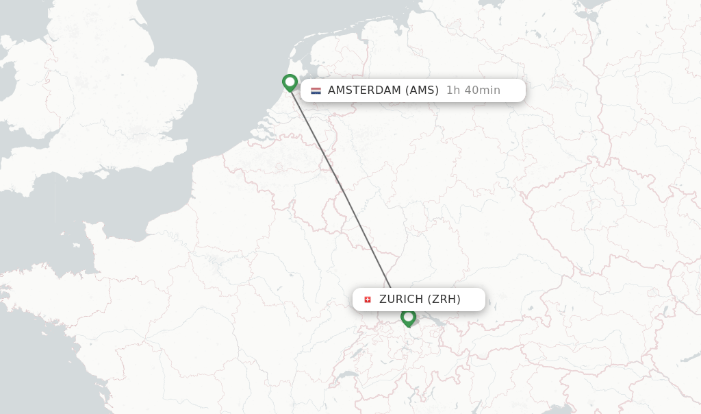 Direct (nonstop) flights from Zurich to Amsterdam schedules