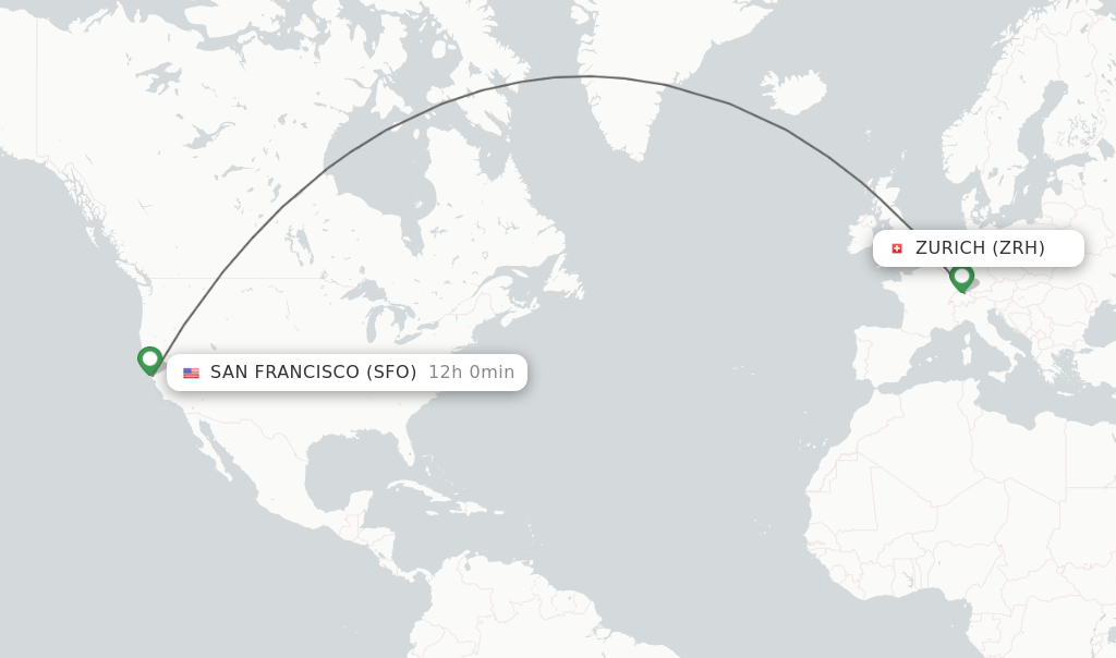 Direct (nonstop) flights from Zurich to San Francisco schedules