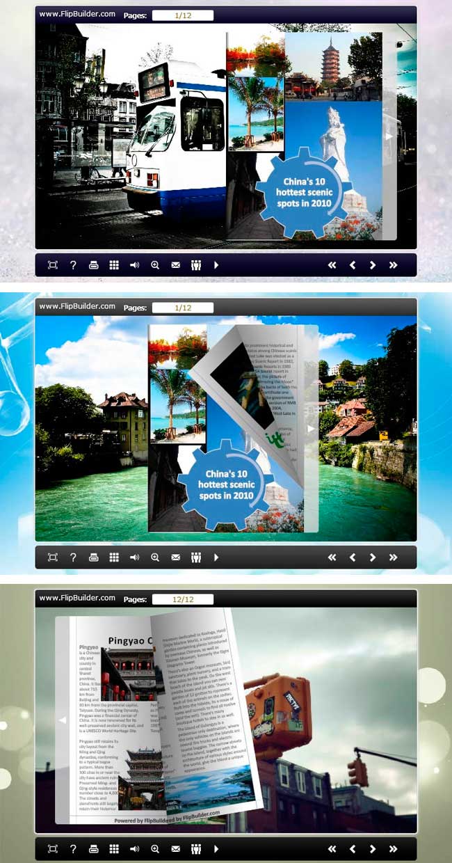 Float Streets package designs with background images of different