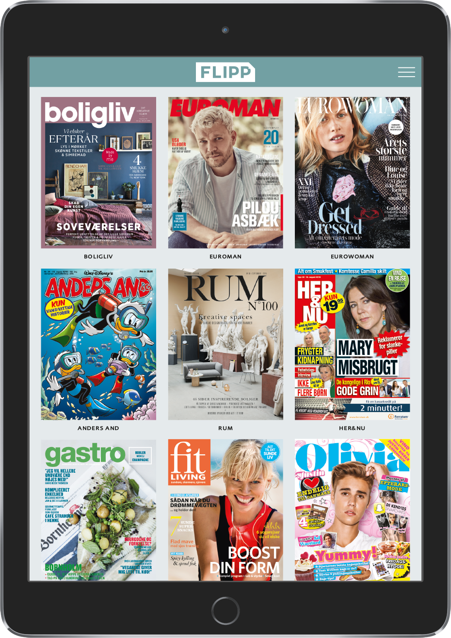 FLIPP app'en adgang til alle magasiner fra Egmont Publishing Flipp