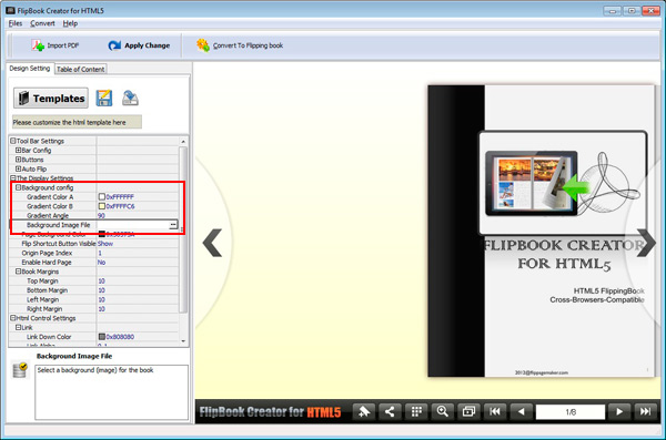 How to setup an gradient background for my HTML5 flipbook? How to setup an gradient background for my HTML5 flipbook?