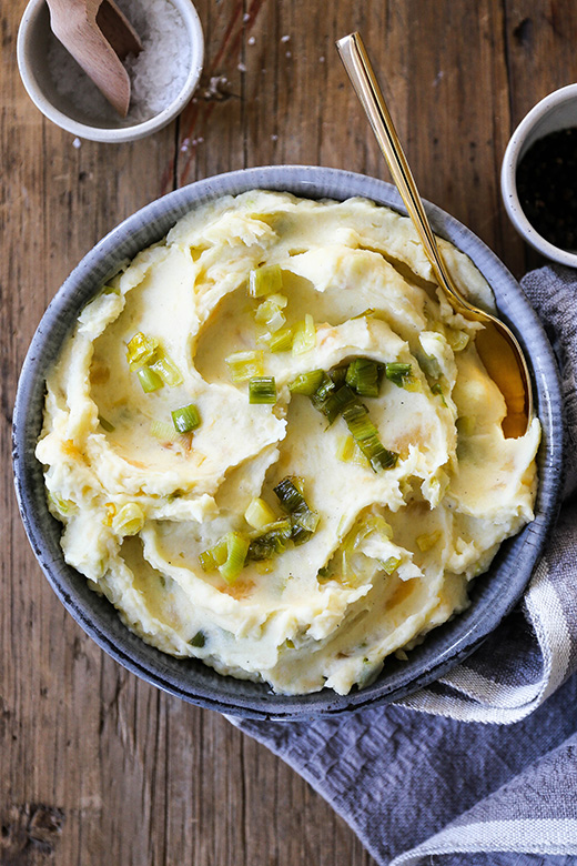 Sour Cream Mashed Potatoes and Turnips with Sautéed Leeks Floating Kitchen